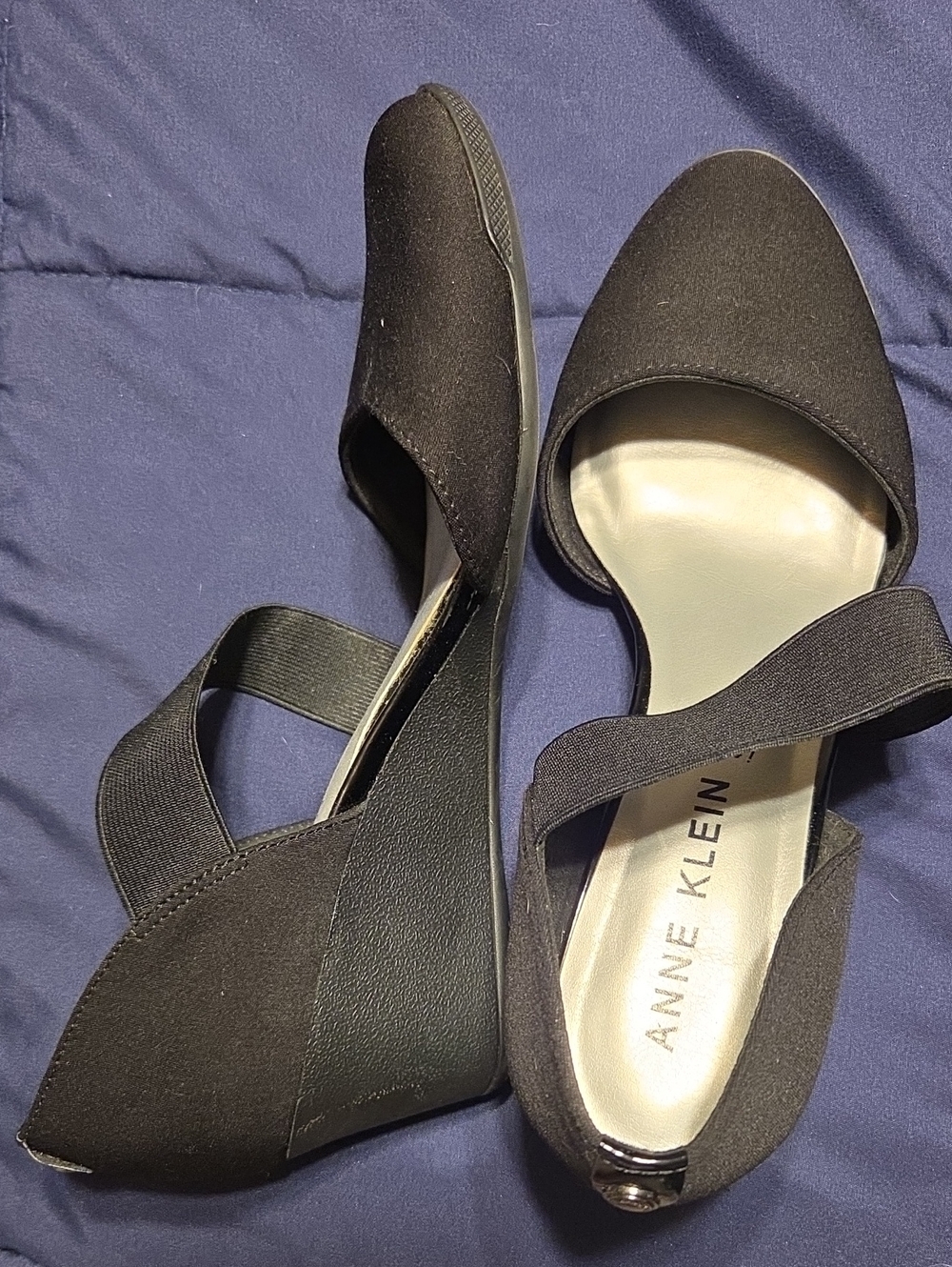 Anne Klein Black D'Orsay Flats with Elastic Strap